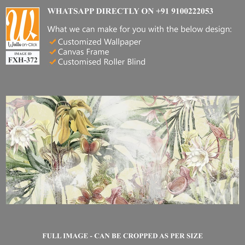 Flowers leaves tropical plants on a textured background photo wallpaper [WP-FXH-372]