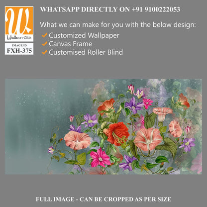 Art painted flowers on a textured background with yellow blots photo wallpaper [WP-FXH-375]