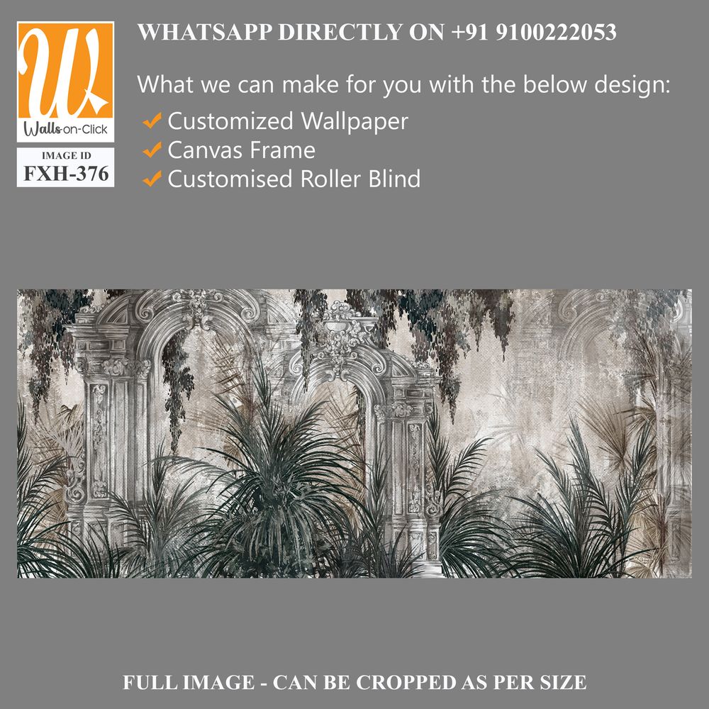 Columns in the tropics on a textured background in a watercolor style photo wallpaper in the interior [WP-FXH-376]