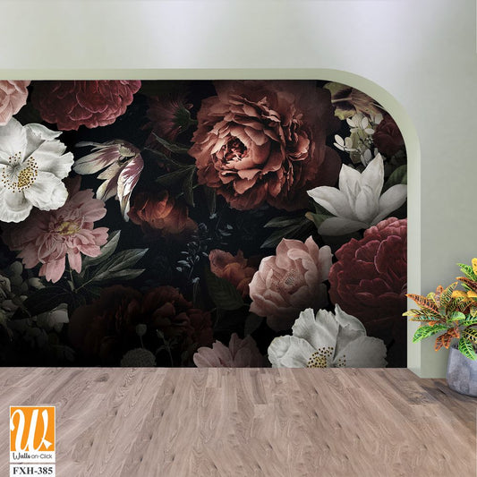 Flowers wallpaper design, natural background, mural art. [WP-FXH-385]