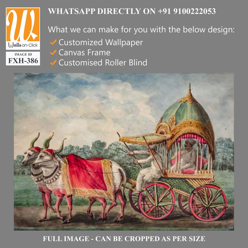 British Raj East India period Bull Cart in vector illustration [WP-FXH-386]