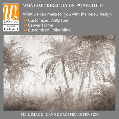 Tropical trees and leaves for digital printing wallpaper, custom design wallpaper - 3D illustration [WP-FXH-401]