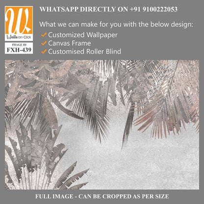 Tropical trees and leaves in foggy forest wallpaper design - 3D illustration [WP-FXH-439]