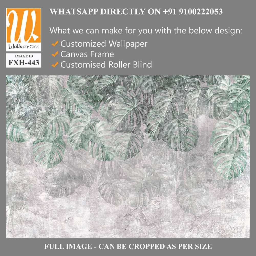 Tropical trees and leaves in foggy forest wallpaper design - 3D illustration [WP-FXH-443]