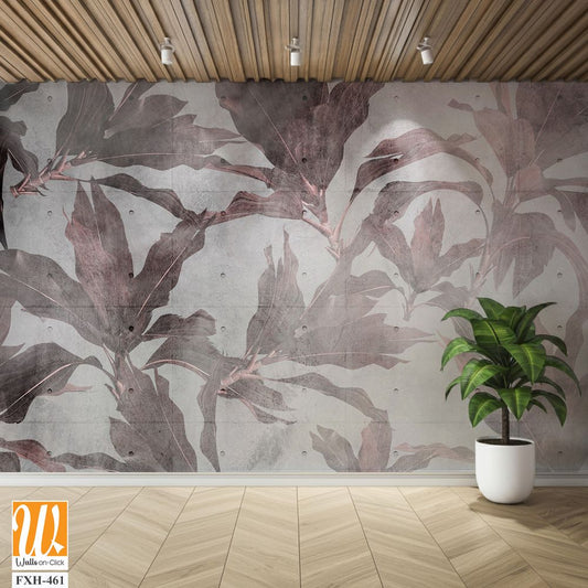 Tropical leaves and Trees Wallpaper design - 3D illustration [WP-FXH-461]