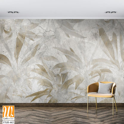 Tropical leaves and Trees Wallpaper design - 3D illustration [WP-FXH-462]