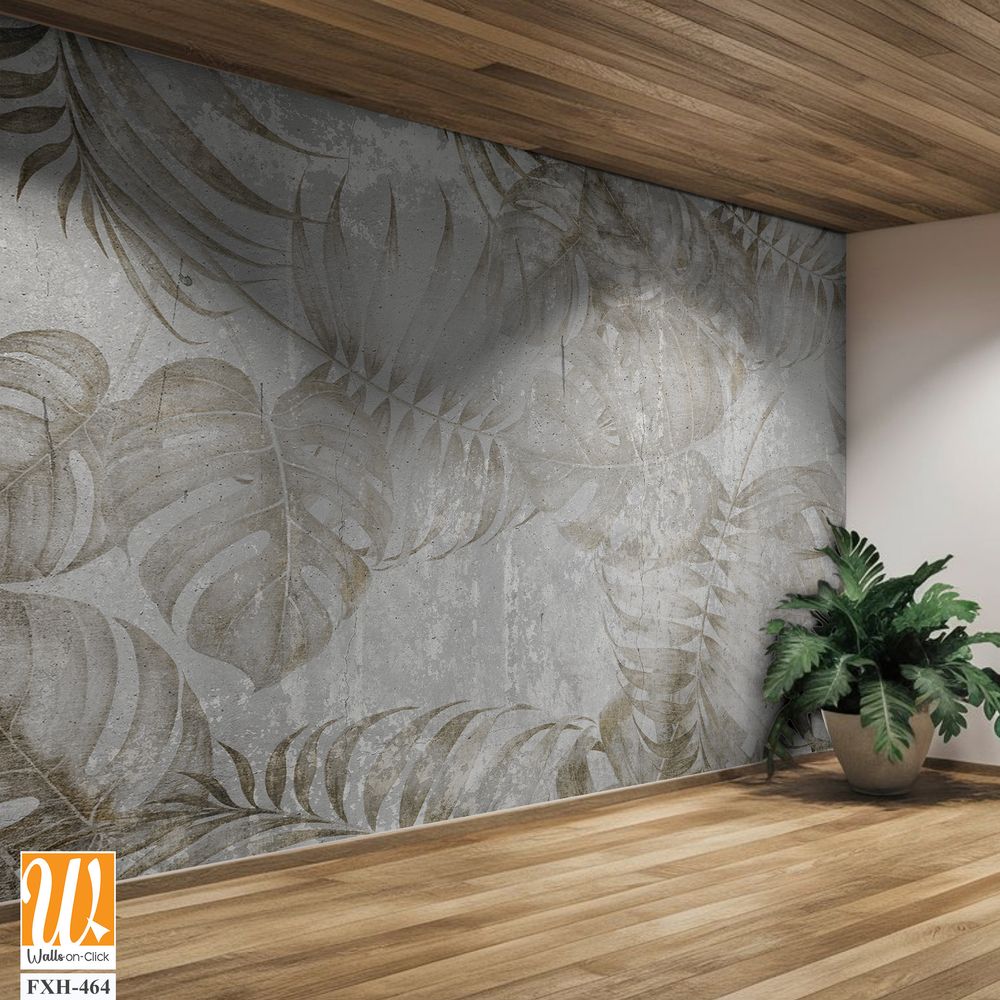 Tropical leaves and Trees Wallpaper design - 3D illustration [WP-FXH-464]