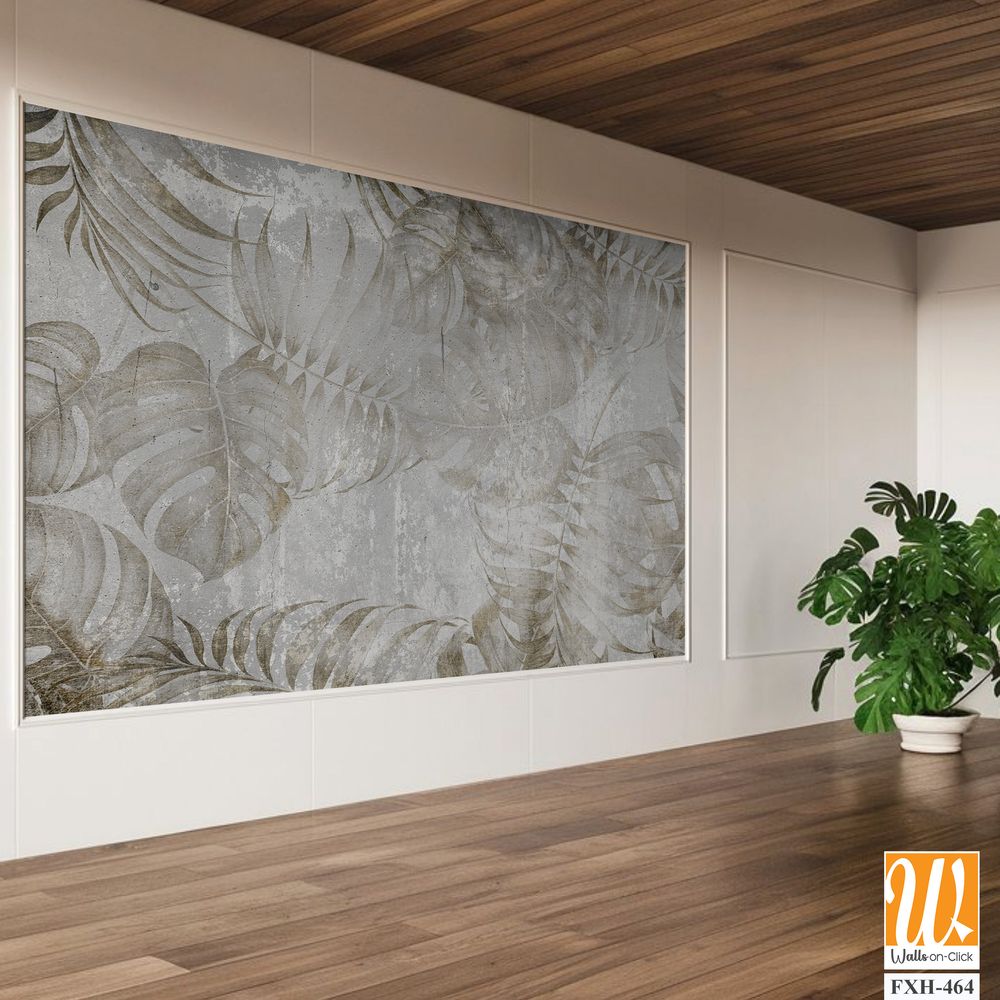 Tropical leaves and Trees Wallpaper design - 3D illustration [WP-FXH-464]