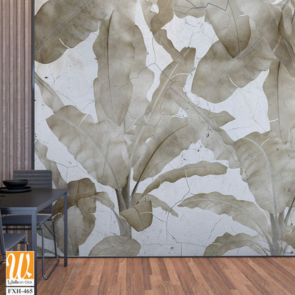 Tropical leaves and Trees Wallpaper design - 3D illustration [WP-FXH-465]