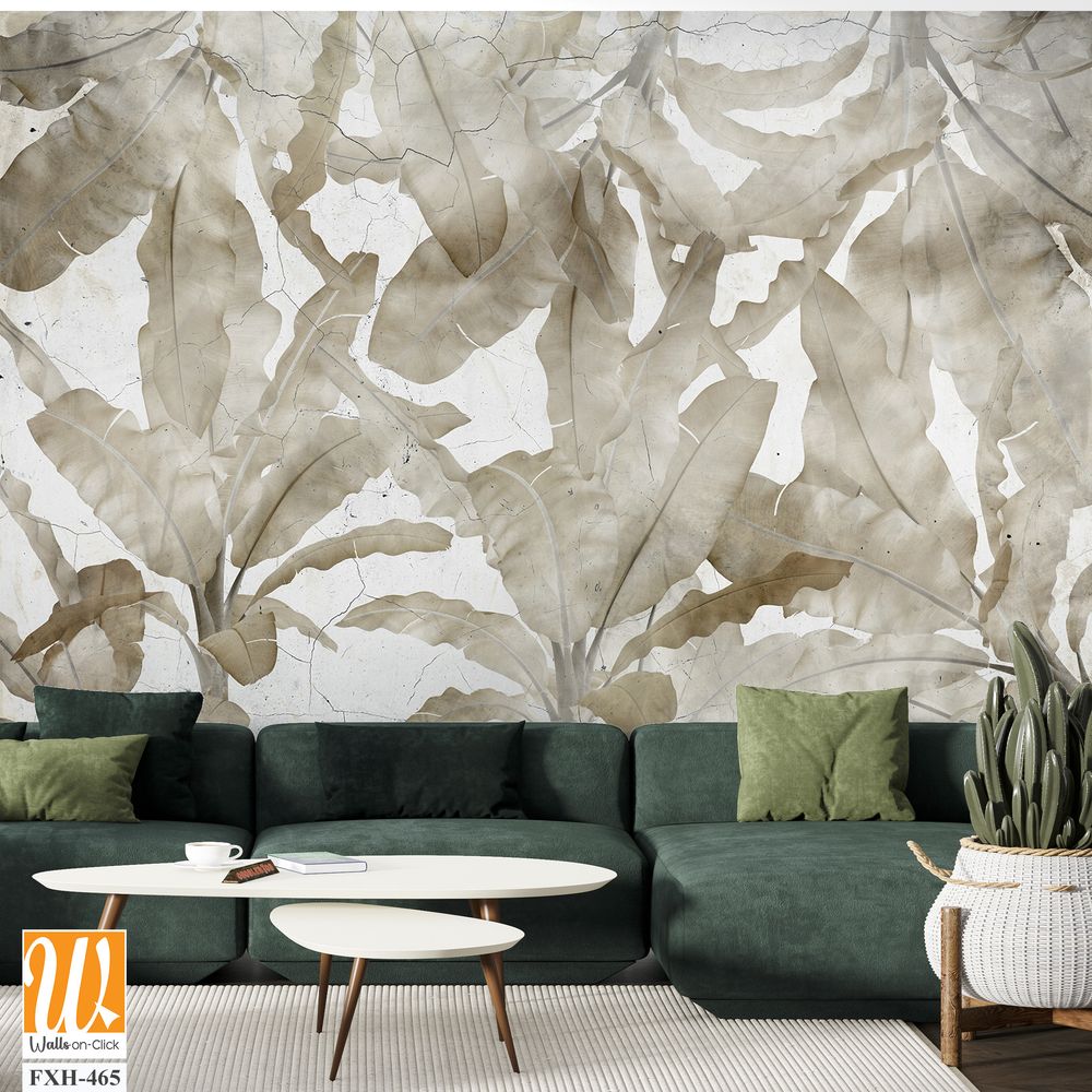 Tropical leaves and Trees Wallpaper design - 3D illustration [WP-FXH-465]