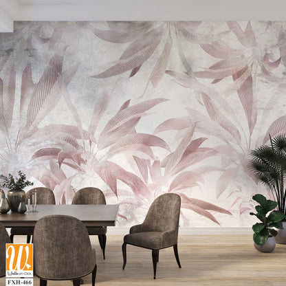 Tropical leaves and Trees Wallpaper design - 3D illustration [WP-FXH-466]