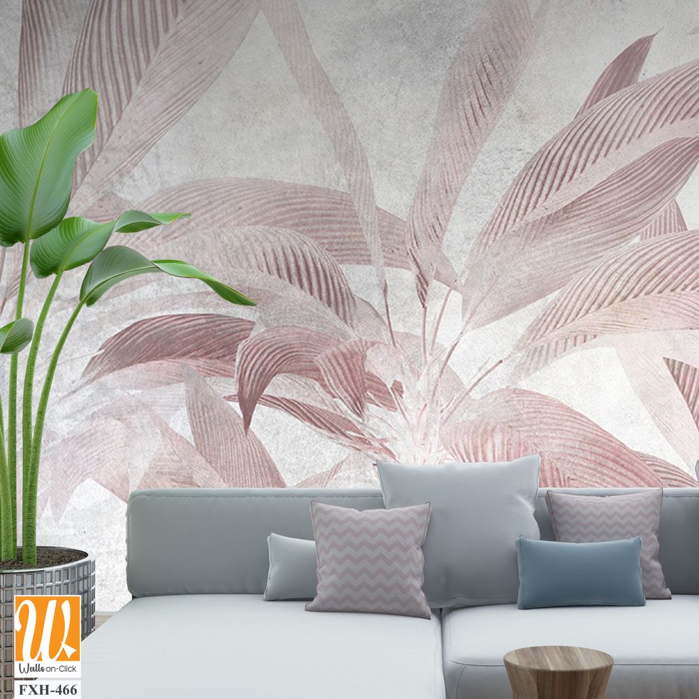 Tropical leaves and Trees Wallpaper design - 3D illustration [WP-FXH-466]