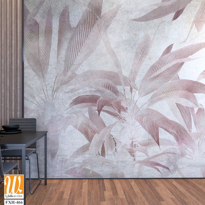 Tropical leaves and Trees Wallpaper design - 3D illustration [WP-FXH-466]