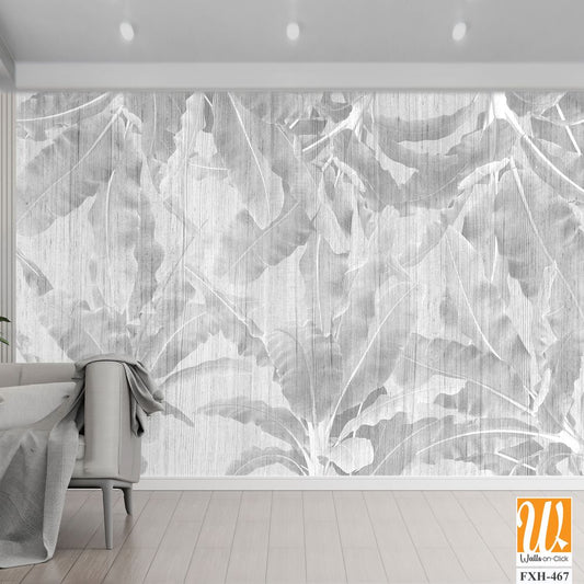 Tropical leaves and Trees Wallpaper design - 3D illustration [WP-FXH-467]