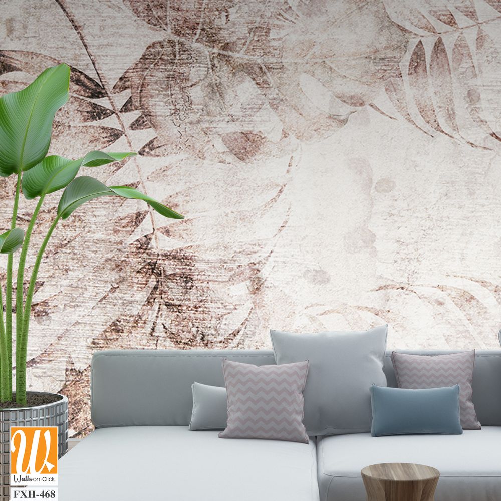 Tropical leaves and Trees Wallpaper design - 3D illustration [WP-FXH-468]