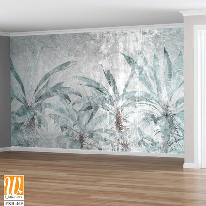 Tropical leaves and Trees Wallpaper design - 3D illustration [WP-FXH-469]