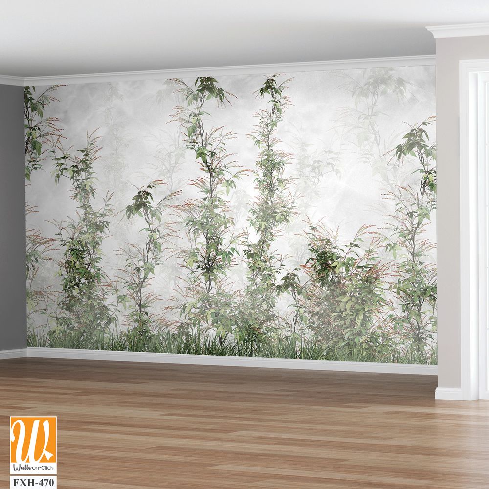 Tropical leaves and Trees Wallpaper design - 3D illustration [WP-FXH-470]