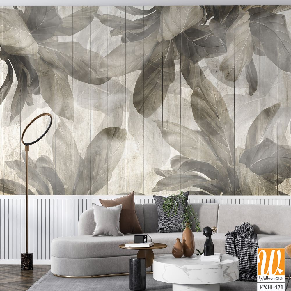 Tropical leaves and Trees Wallpaper design - 3D illustration [WP-FXH-471]