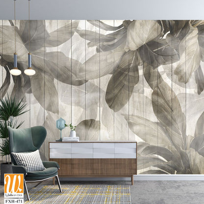 Tropical leaves and Trees Wallpaper design - 3D illustration [WP-FXH-471]