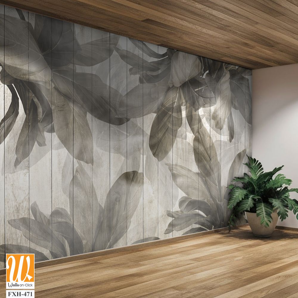 Tropical leaves and Trees Wallpaper design - 3D illustration [WP-FXH-471]