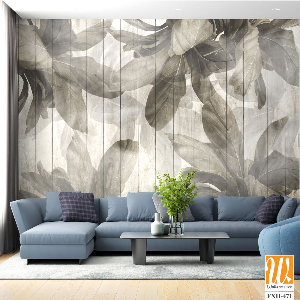 Tropical leaves and Trees Wallpaper design - 3D illustration [WP-FXH-471]