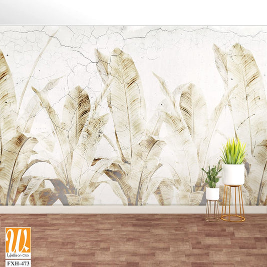 Tropical leaves and Trees Wallpaper design - 3D illustration [WP-FXH-473]