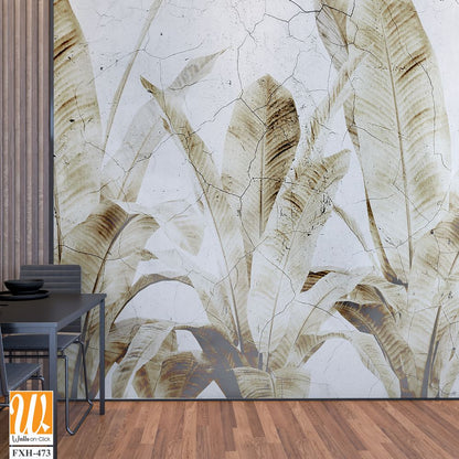 Tropical leaves and Trees Wallpaper design - 3D illustration [WP-FXH-473]