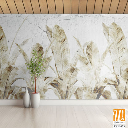 Tropical leaves and Trees Wallpaper design - 3D illustration [WP-FXH-473]