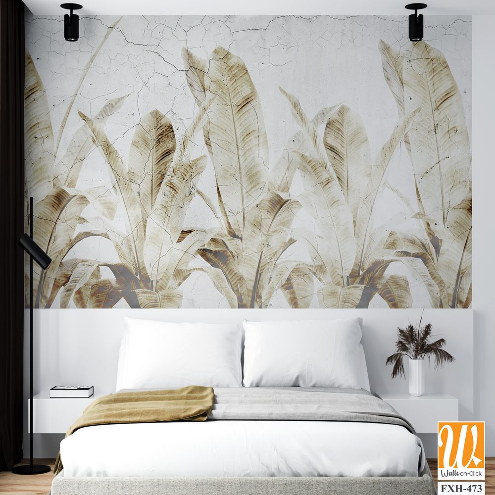 Tropical leaves and Trees Wallpaper design - 3D illustration [WP-FXH-473]