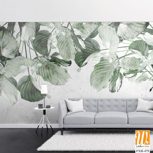 Tropical leaves and Trees Wallpaper design - 3D illustration [WP-FXH-475]