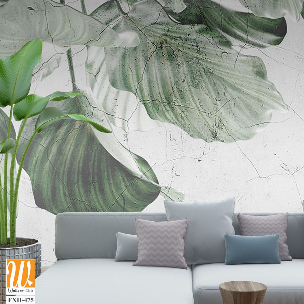 Tropical leaves and Trees Wallpaper design - 3D illustration [WP-FXH-475]