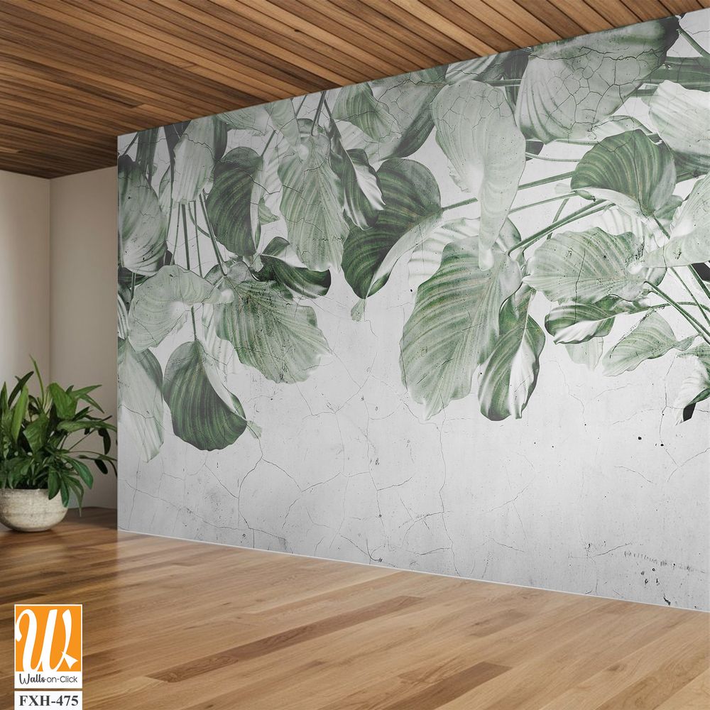 Tropical leaves and Trees Wallpaper design - 3D illustration [WP-FXH-475]