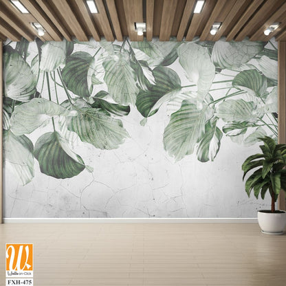 Tropical leaves and Trees Wallpaper design - 3D illustration [WP-FXH-475]