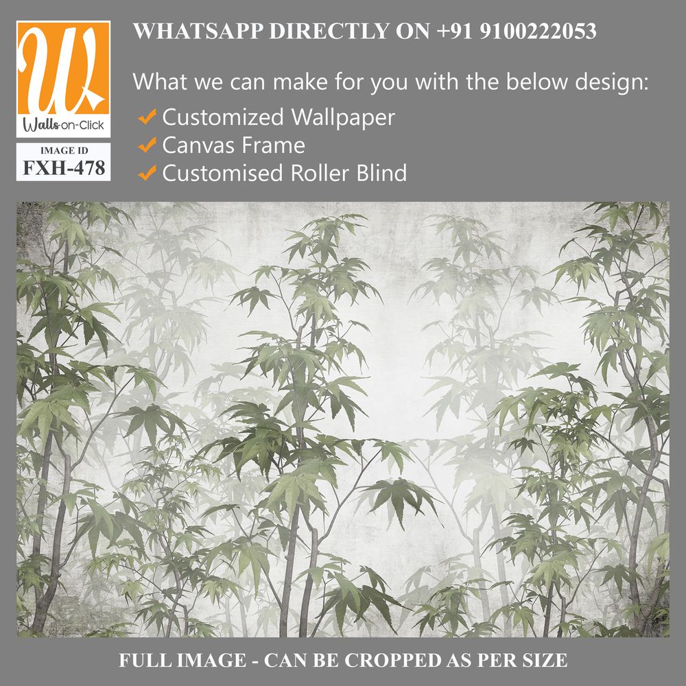 Tropical leaves and Trees Wallpaper design - 3D illustration [WP-FXH-478]