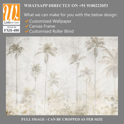 Tropical leaves and Trees Wallpaper design - 3D illustration [WP-FXH-480]