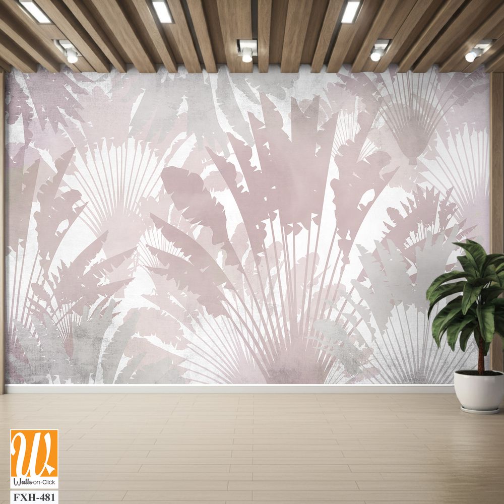 Tropical leaves and Trees Wallpaper design - 3D illustration [WP-FXH-481]