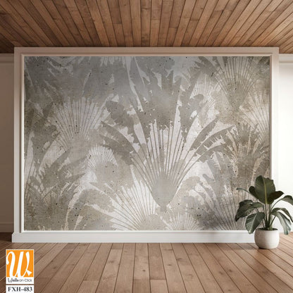 Tropical leaves and Trees Wallpaper design - 3D illustration [WP-FXH-483]