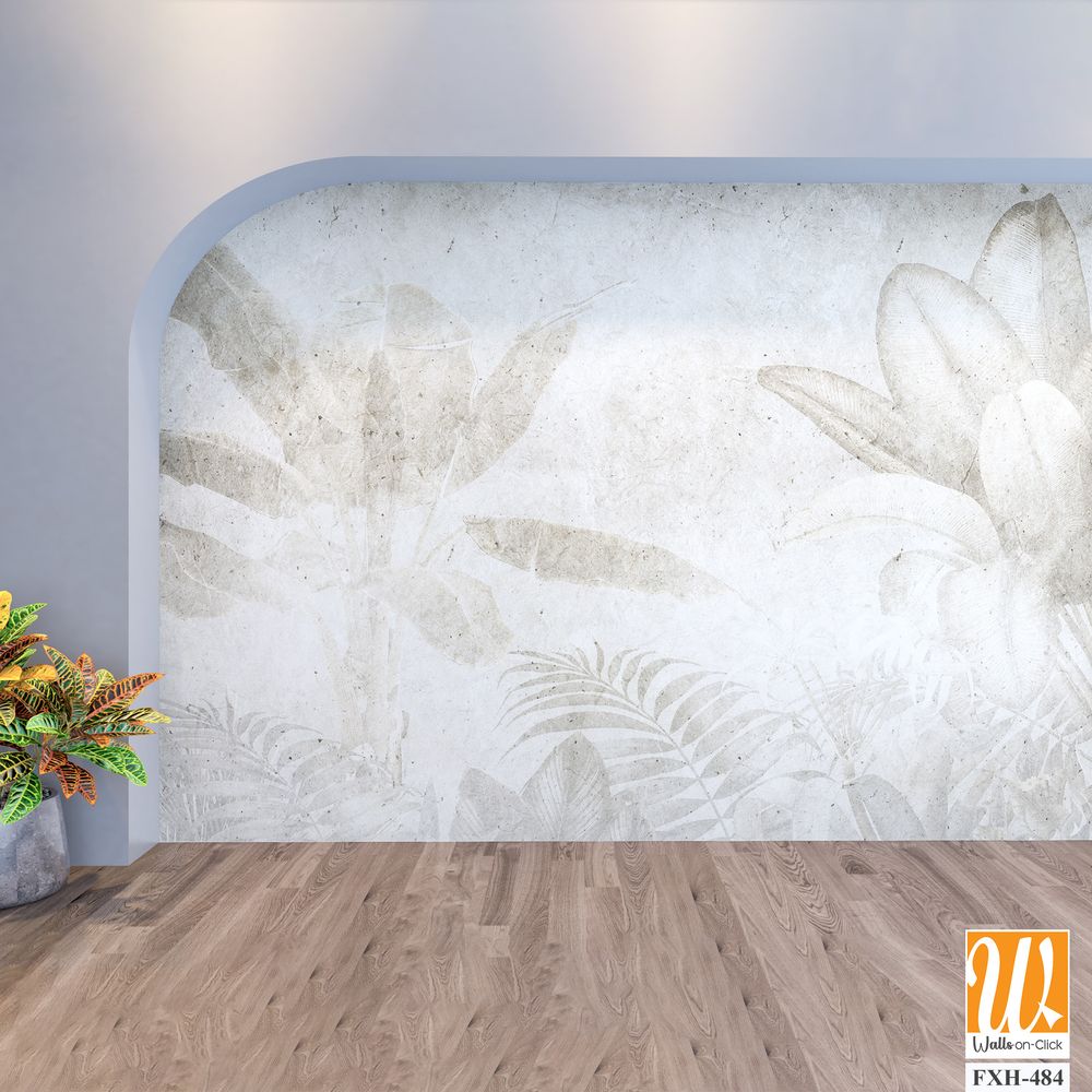 Tropical leaves and Trees Wallpaper design - 3D illustration [WP-FXH-484]