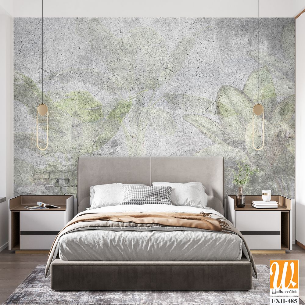 Tropical leaves and Trees Wallpaper design - 3D illustration [WP-FXH-485]