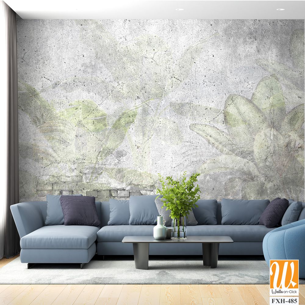 Tropical leaves and Trees Wallpaper design - 3D illustration [WP-FXH-485]