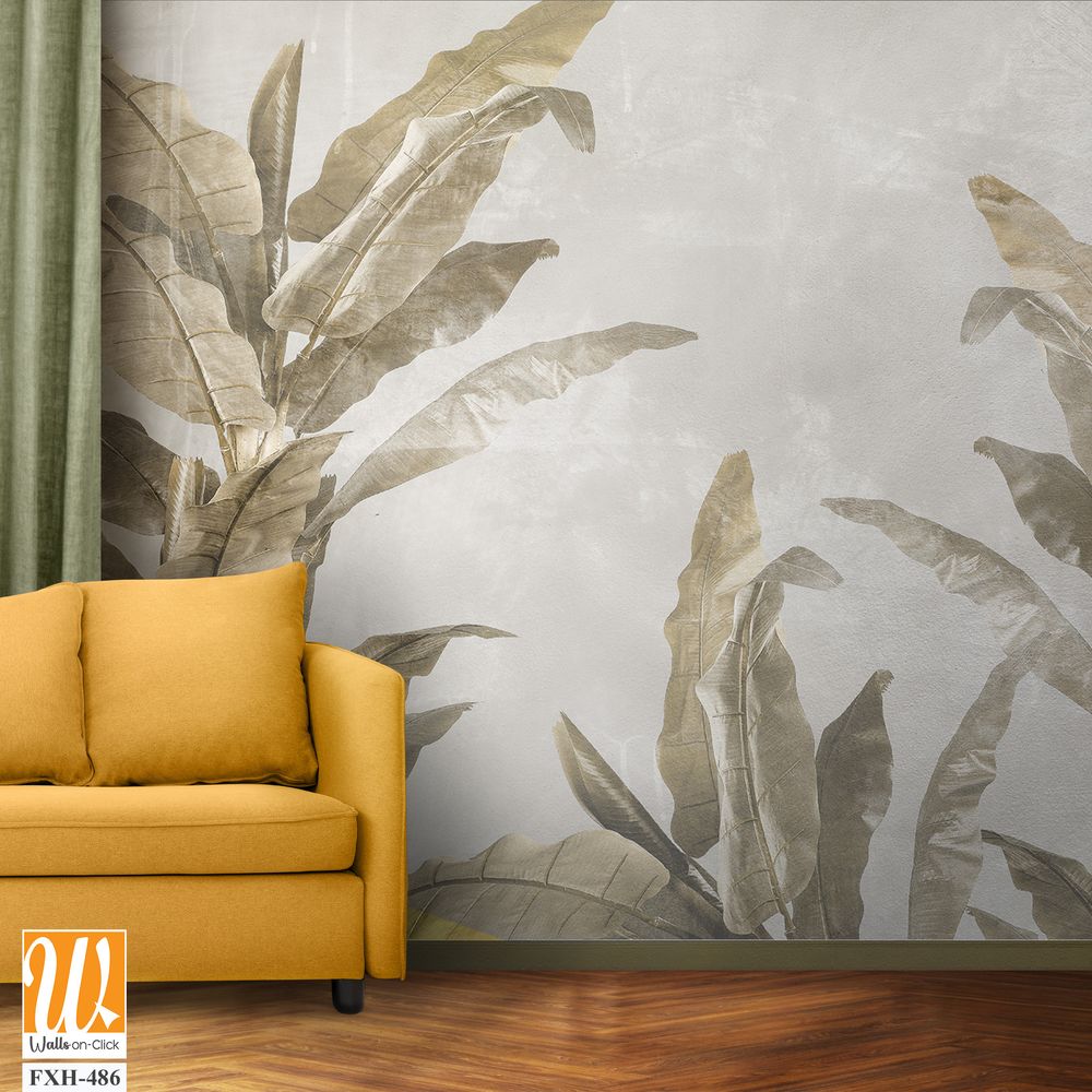 Tropical leaves and Trees Wallpaper design - 3D illustration [WP-FXH-486]