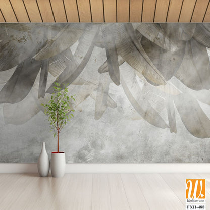 Tropical leaves and Trees Wallpaper design - 3D illustration [WP-FXH-488]