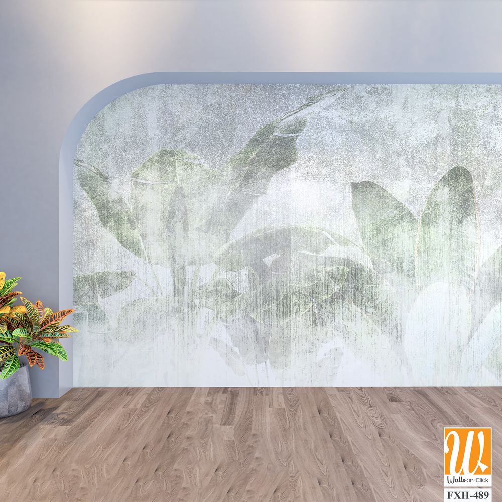 Tropical leaves and Trees Wallpaper design - 3D illustration [WP-FXH-489]