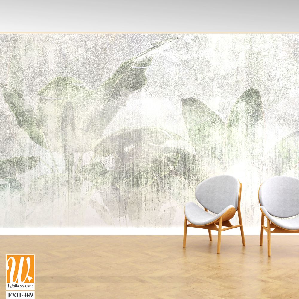 Tropical leaves and Trees Wallpaper design - 3D illustration [WP-FXH-489]