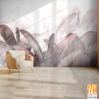 Tropical leaves and Trees Wallpaper design - 3D illustration [WP-FXH-490]