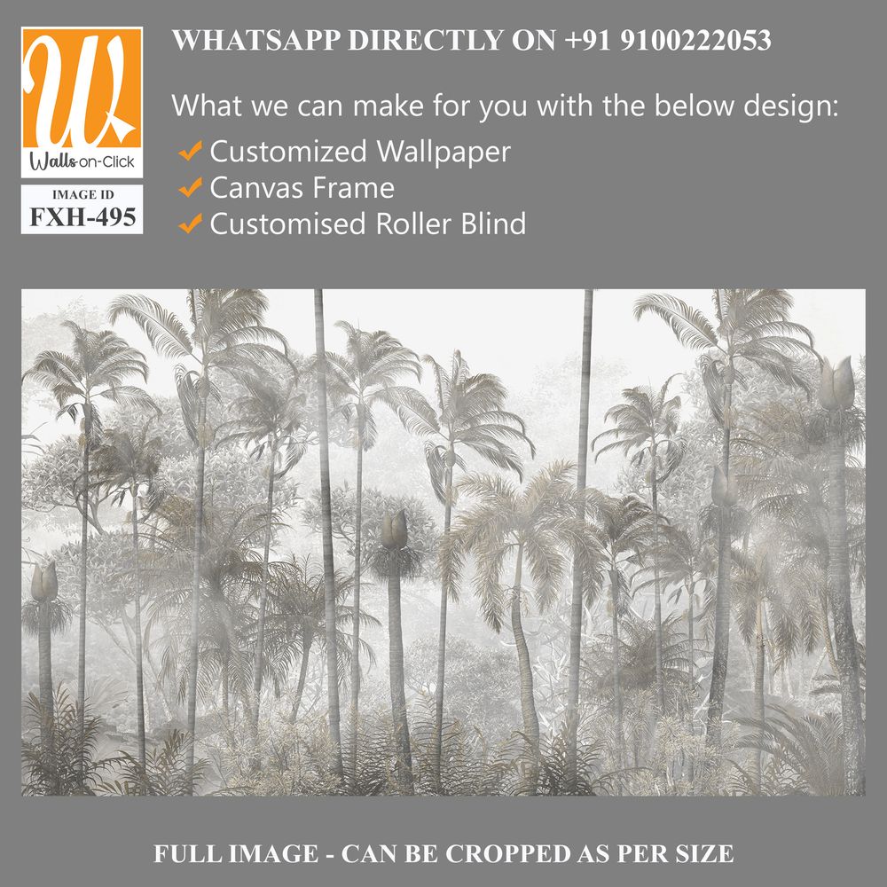 Tropical leaves and Trees Wallpaper design - 3D illustration [WP-FXH-495]