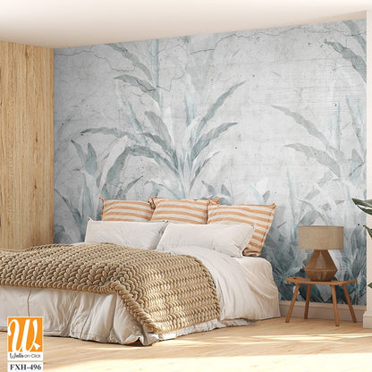 Tropical leaves and Trees Wallpaper design - 3D illustration [WP-FXH-496]