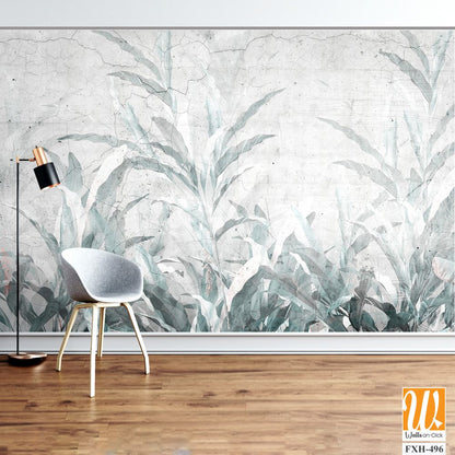 Tropical leaves and Trees Wallpaper design - 3D illustration [WP-FXH-496]