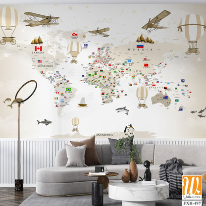 Wallpaper design for kids rooms , Wall mural design. [WP-FXH-497]