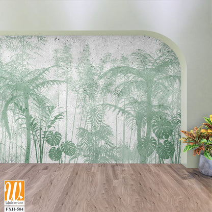 Tropical leaves and Trees Wallpaper design - 3D illustration [WP-FXH-504]